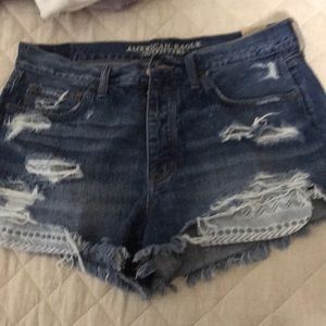 Destroyed denim short shorts.